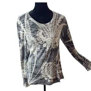 Sundance Before + Again Burnout Whimsigoth Top Size S Dark Floral Artsy